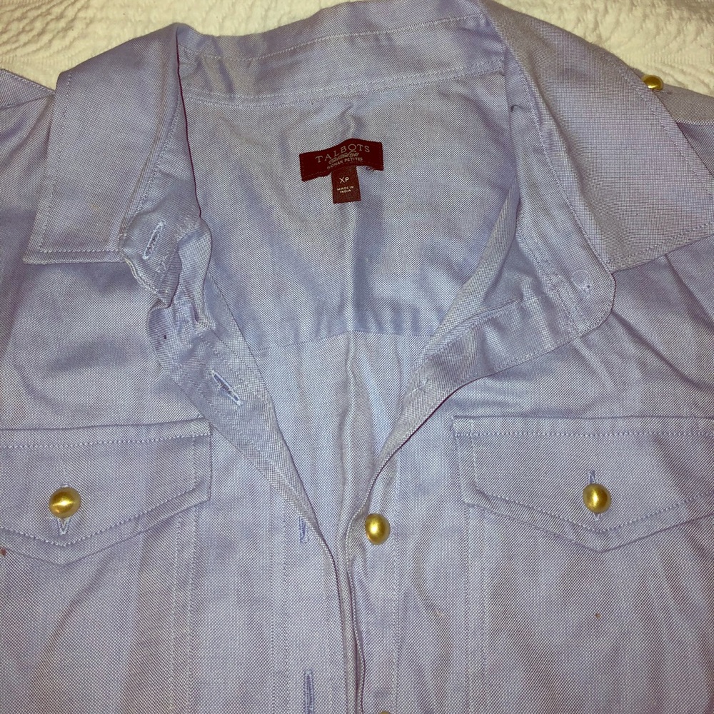 Talbots blue button down cotton shirt